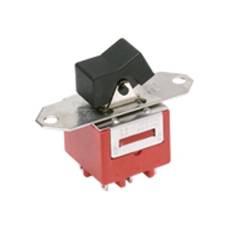 C&K Components Rocker Switch, Dpdt, On-On, Latched, 10A, 28Vdc, Quick Connect Terminal, Rocker With Frame 9221J37Z4QD22